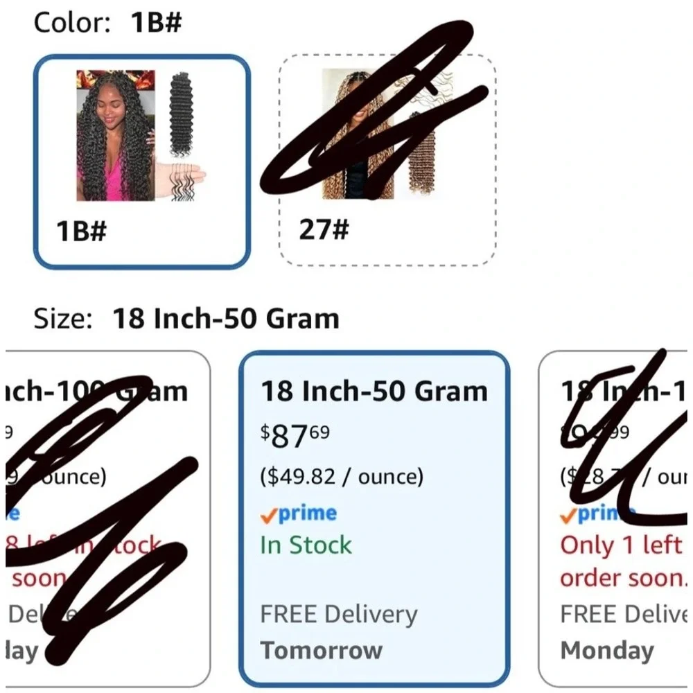18 Inch Remy Human Hair Feather Crochet 1B Deep Wave 50g Miracle Knots NEW